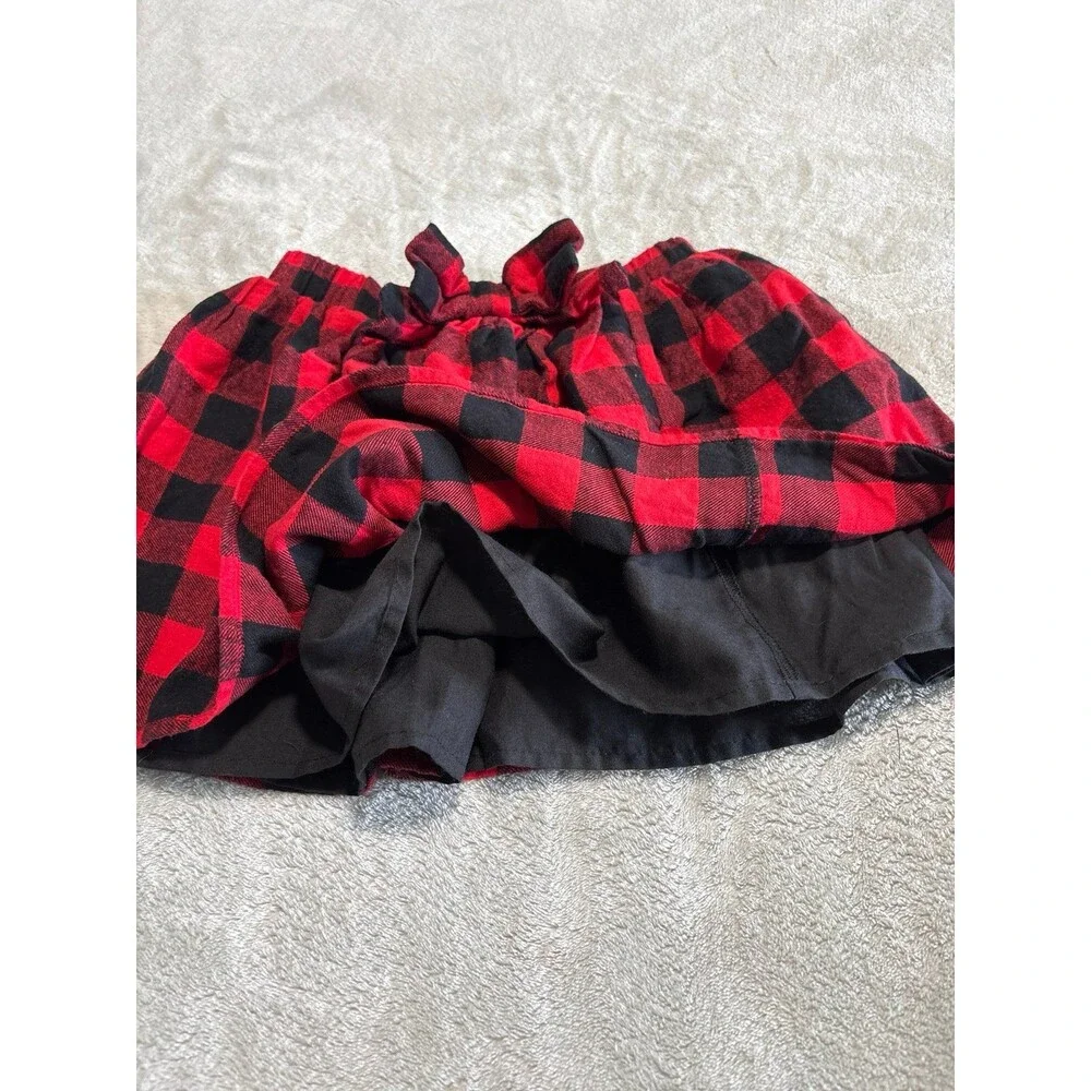 girls skirt buffalo plaid checkered holiday bow red black back to school party